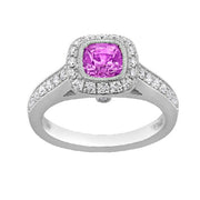 SPARK CREATIONS 18K White Gold Pink Sapphire Halo Ring
